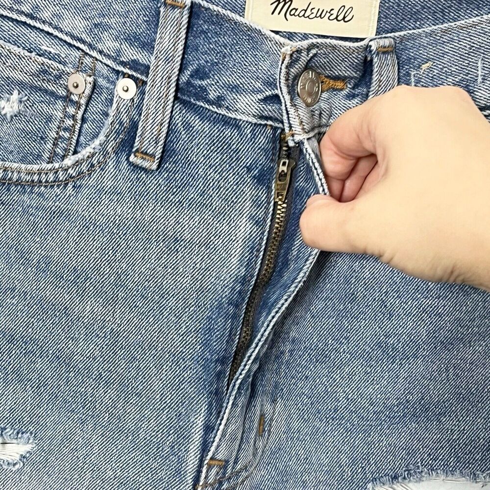 Madewell‎ Momjean Shorts Flintwood Wash Size 23 High Rise Distressed Cotton - Picture 6 of 12